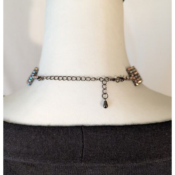 Vtge Aurora Crystal Choker 6 rows Flashed All Kinds Of Color.Kneck Size 15" - Picture 5 of 16